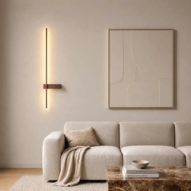 Lindby Wandleuchte Natsumi LED Wandlampe Leuchte dimmbar braun 90cm Aluminium - 4255830917615