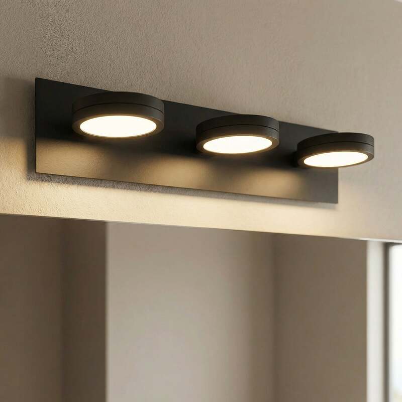 LIGHTME Wandleuchte Aqua 3-flammig LED Lampe schwarz dimmbar IP44 50cm - 4020856856756