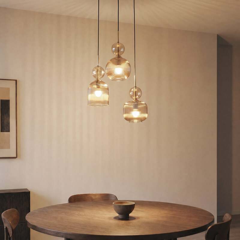 TK Lighting Hängelampe Sophia 3-flammig LED Pendelleuchte dimmbar cognac Ø41cm - 5906135110414