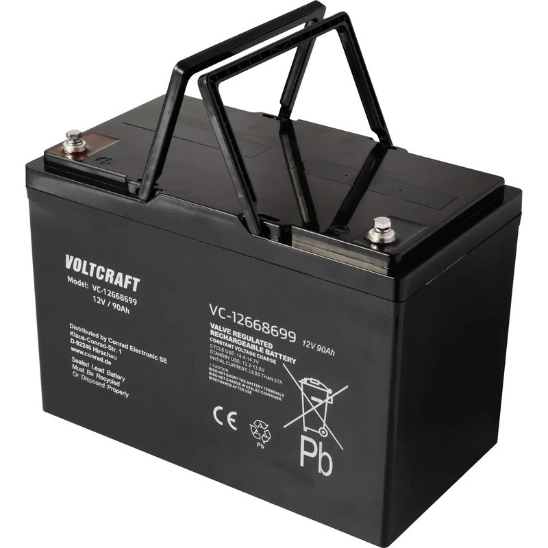 Voltcraft Bleiakku 12V 90Ah AGM wartungsfrei F45 für USV-Anlage 306x210x169mm - 4064161341965