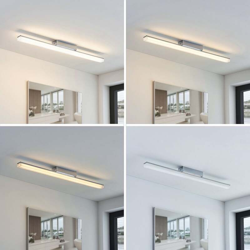 Lindby Deckenleuchte Levke LED Lampe dimmbar IP44 Badezimmer Leuchte 75cm weiß - 4251096537598
