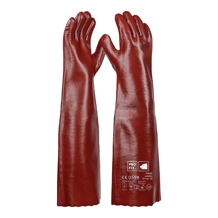 PROFIT Chemikalienschutzhandschuh Schutzhandschuh PVC Größe 10 rotbraun 6 Paar - 4059276026142