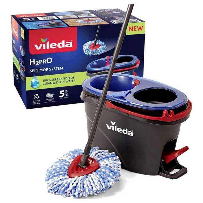 Vileda Bodenwischer H2PRO Wischmopp mit Teleskopstiel und Powerschleuder 360° - 4023103254237