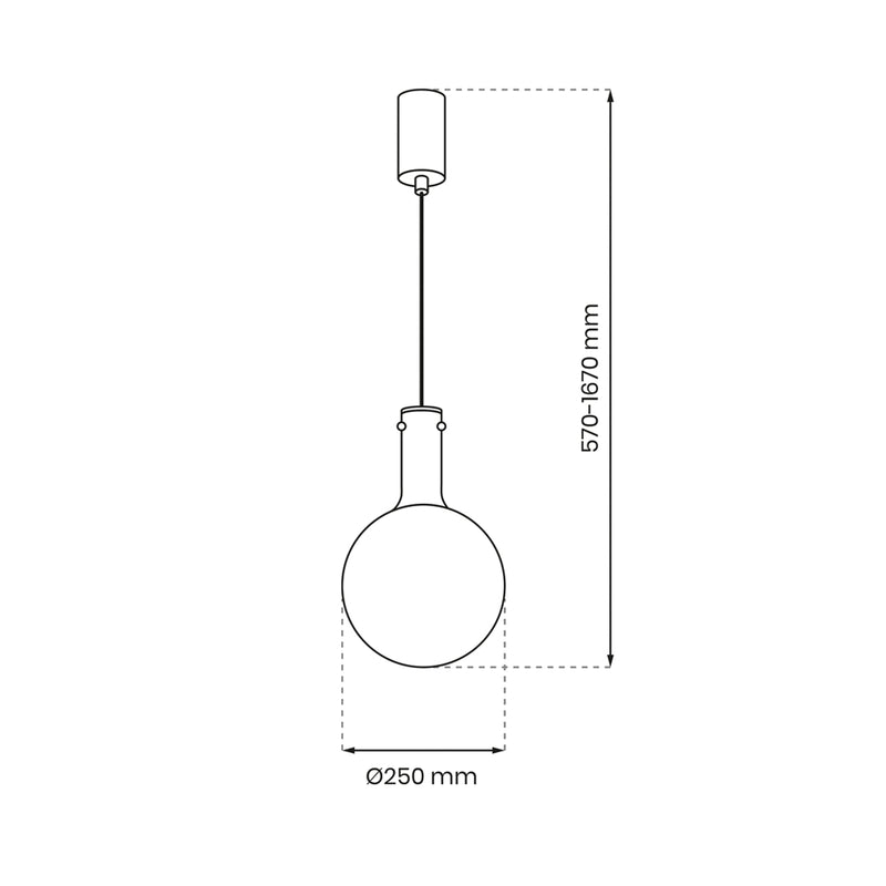 Toronto Hängeleuchte Deckenlampe Glaskugel grau-transparent Ø 25 cm - 5902693803256