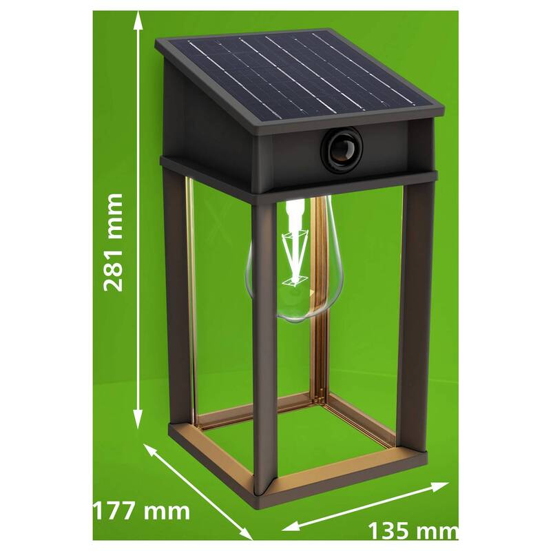 Philips Solar-Außenwandleuchte Geri mit Bewegungsmelder LED 3.2 W Schwarz - 8720169361829