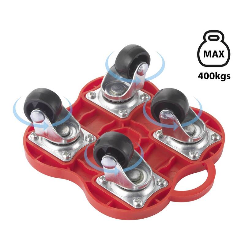 TOOLCRAFT Möbelheber Transportroller Set 400kg Traglast 4 Räder Stahl 116x130mm - 4064161219325
