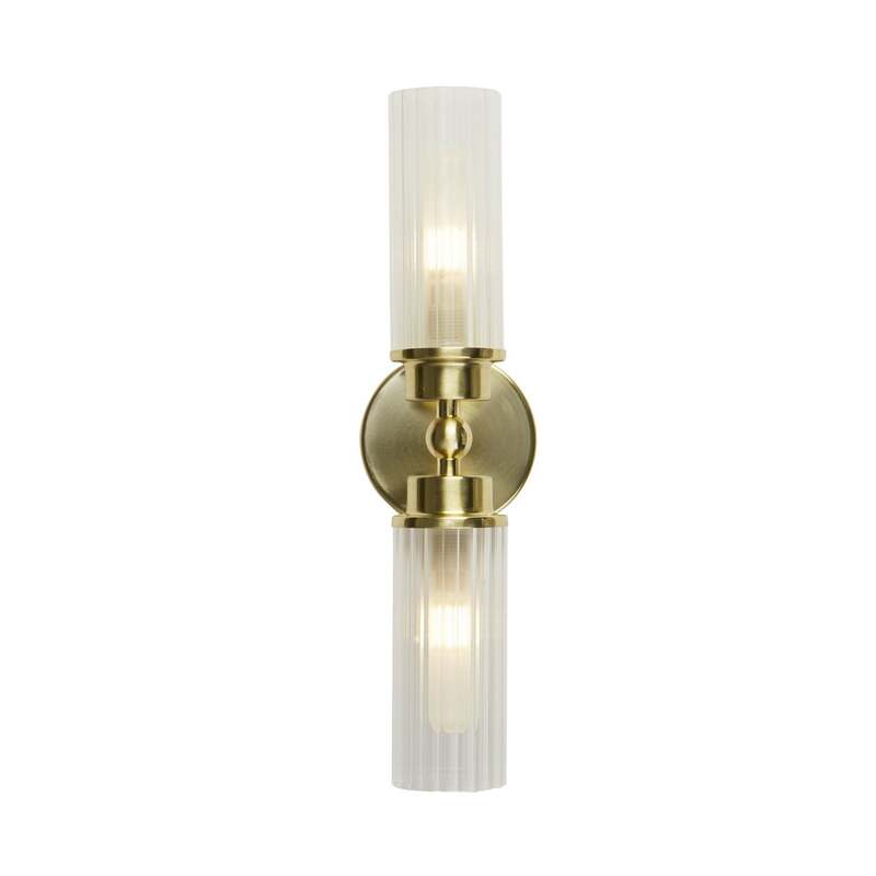Searchlight Wandleuchte Imperial messing LED Wandlampe dimmbar IP44 Stahl Glas - 5053423271972