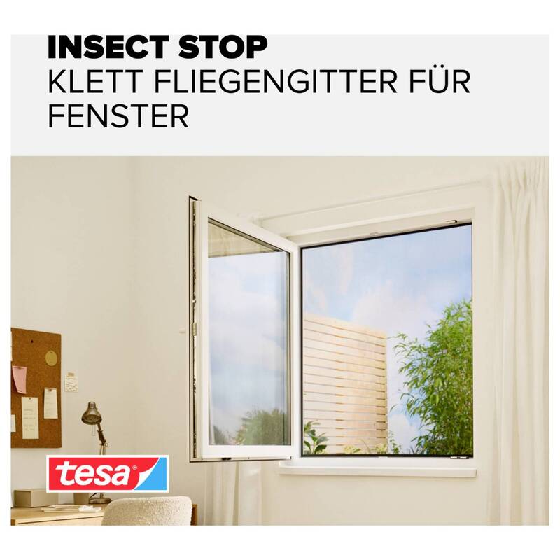Tesa Fliegengitter Insektenschutz Anthrazit 1100x1300mm 3 Stück Innen Außen - 4063565026478