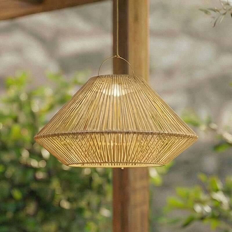 Lindby LED Solar Hängeleuchte Austas dimmbar Garten warmweiß beige Ø50cm IP54 - 4255830909443