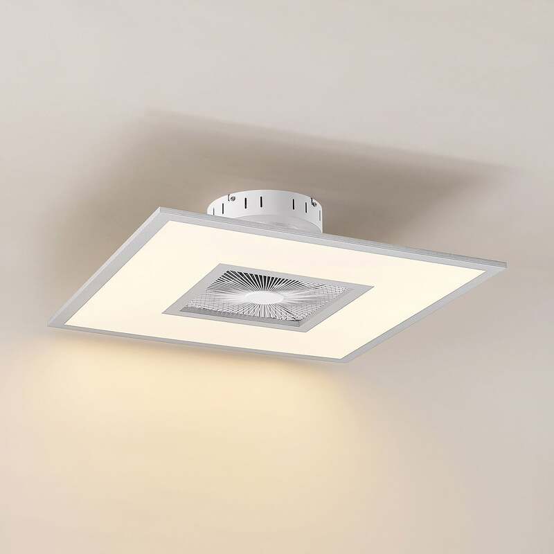 Lindby Deckenventilator Romea eckig LED Ventilator Lampe dimmbar silber 60cm - 4251911750287