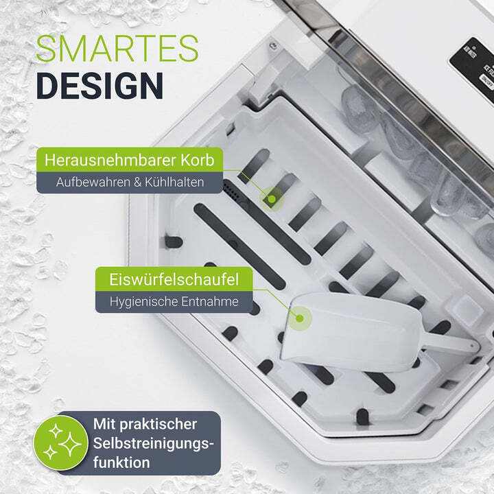 Eiswürfelmaschine IceOracle Selbstreinigung 2 Größen 12kg pro Tag Weiß - 4262437182179