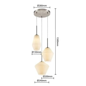 Lindby Ekkis Pendellampe Hängeleuchte Hängelampe Leuchte LED 3-fl. rund opalw181 - 4251911749311