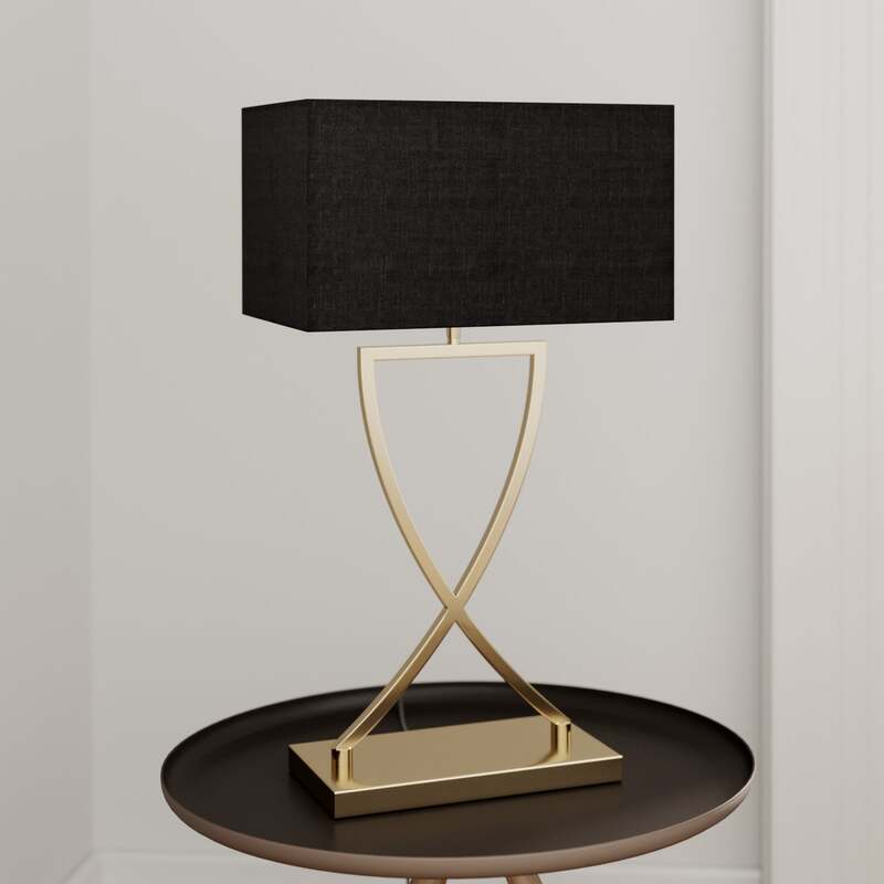 Lucande Tischleuchte Evaine Hängelampe Lampe E27 messing schwarz 66cm 35cm - 4251096566659
