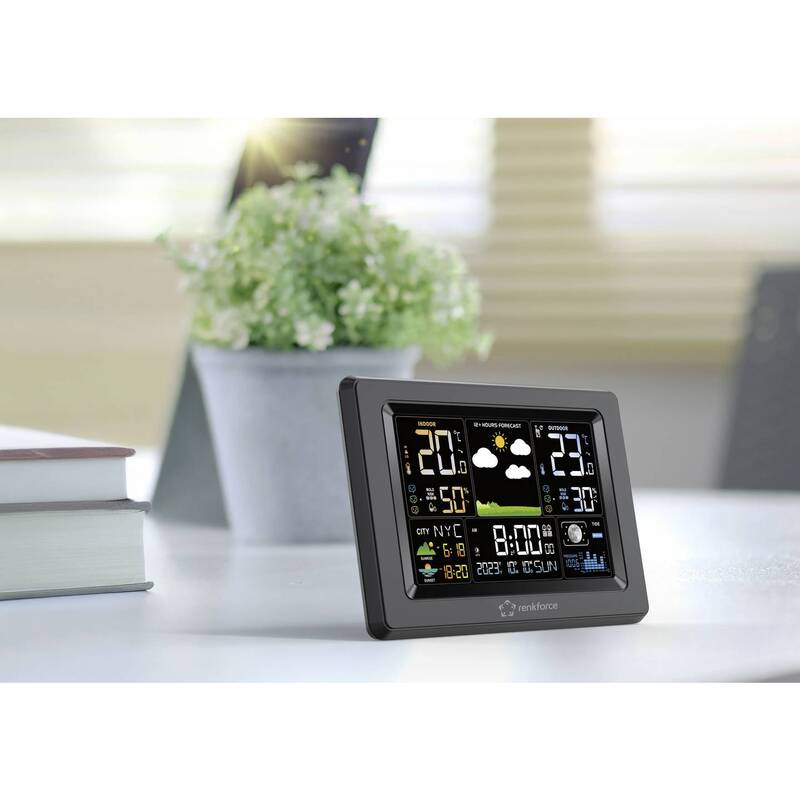 RENKFORCE Wetterstation Funk Thermometer Hygrometer digital schwarz plastkfrei - 4064161337227