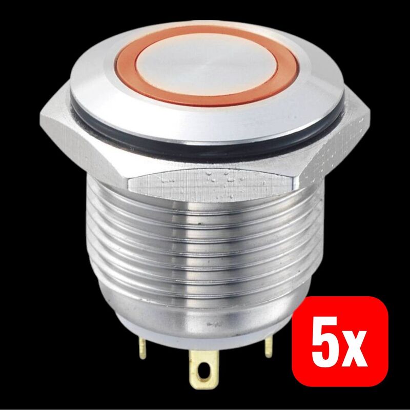 Vandalismusgeschützter Drucktaster Edelstahl GQ16F-10E/J/R/12V IP65 Rot 48V/DC - 4064161296098
