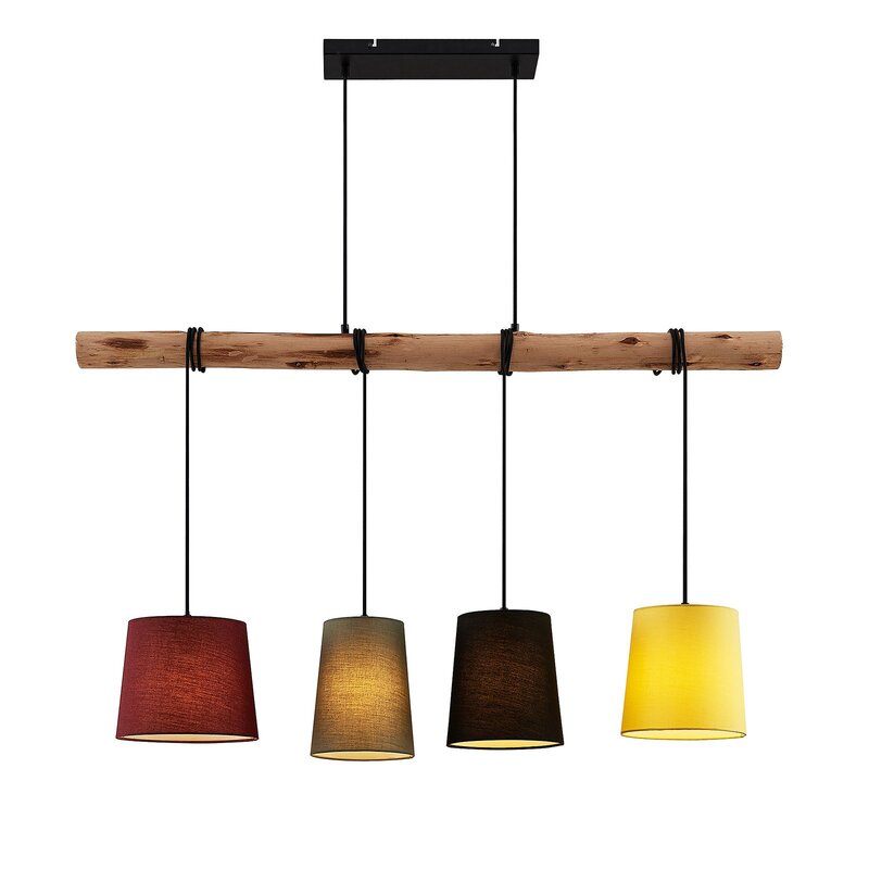 Lindby Hängeleuchte Moskau LED Pendelleuchte Lampe dimmbar bunt Textil Holz - 4251096581164