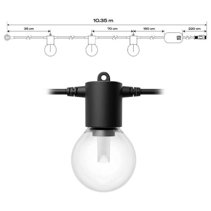 Philips Hue Lichterkette Lichtergirlande Festavia Globe Outdoor Licht Schwarz - 8720169371477