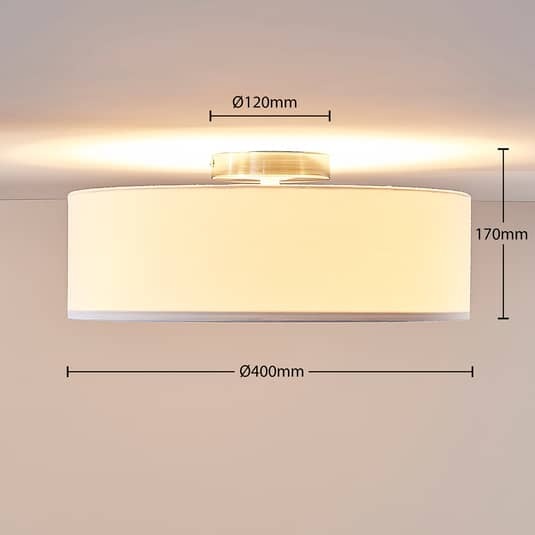 Lindby Deckenlampe Sebatin 40 cm weiß rund Deckenlampe Lampe Leuchte Stoff E27 - 8502193006222