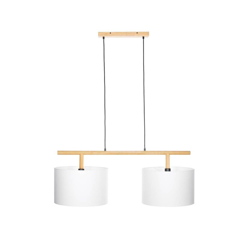 Lindby Chava Hängeleuchte Deckenlampe Lampe Leuchte zweiflammig E27 weiß holz895 - 4251911720105