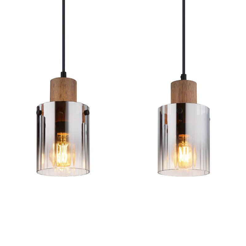 Globo Hängeleuchte Pendelleuchte Lampe rauchgrau MDF Länge 105 cm braun - 9007371507658