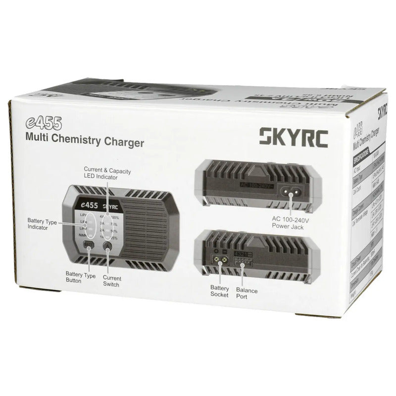 SKYRC Modellbau-Ladegerät e455 4A LiIon LiPo NiMH Ladegerät schwarz 110x70x40mm - 6930460006394
