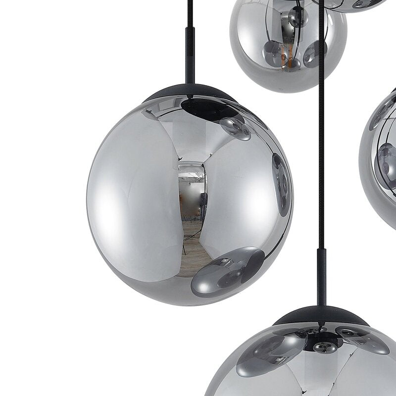 Lindby Hängeleuchte Teeja LED Pendelleuchte dimmbar 5-flg. grau Ø50cm 30cm - 4251911746068