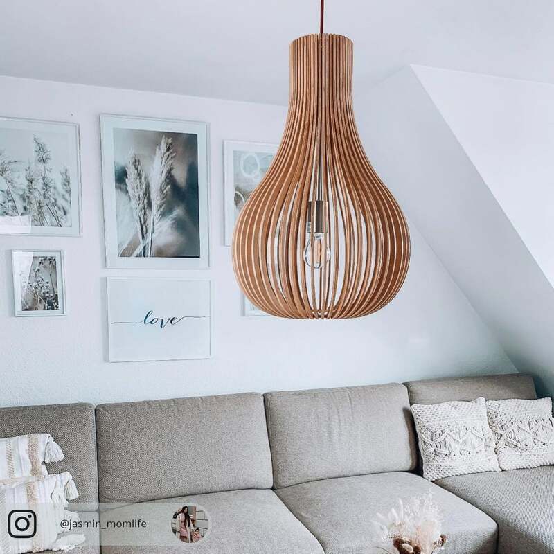 Lucide Hängeleuchte Bodo LED Pendelleuchte Lampe dimmbar Holz hellbraun 55cm - 5411212010766