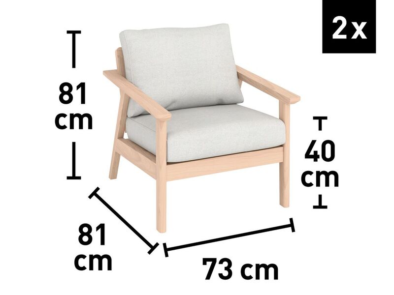 Loungegruppe Ashwood 4-teilig Akazienholz mit Kissen hellgrau langlebig - 4007875112490