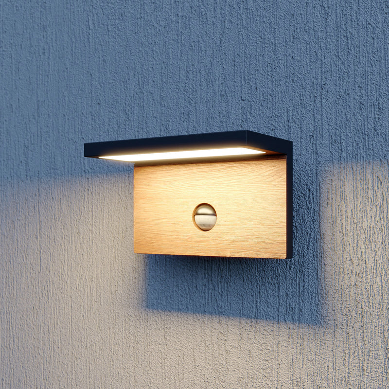 Lucande Außenwandleuchte Lignus LED Gartenlampe mit Bewegungsmelder dunkelgrau - 4251096581553