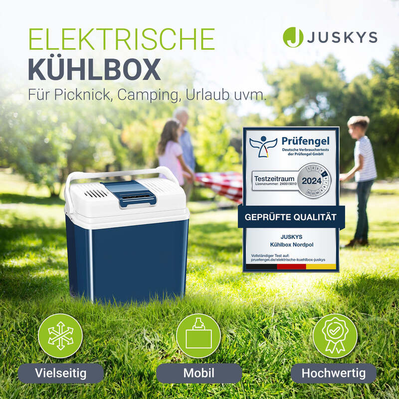 Kühlbox Nordpol Elektrische Kühlbox blau 24 L mit 12V 230V Anschluss unterwegs - 4260565527978
