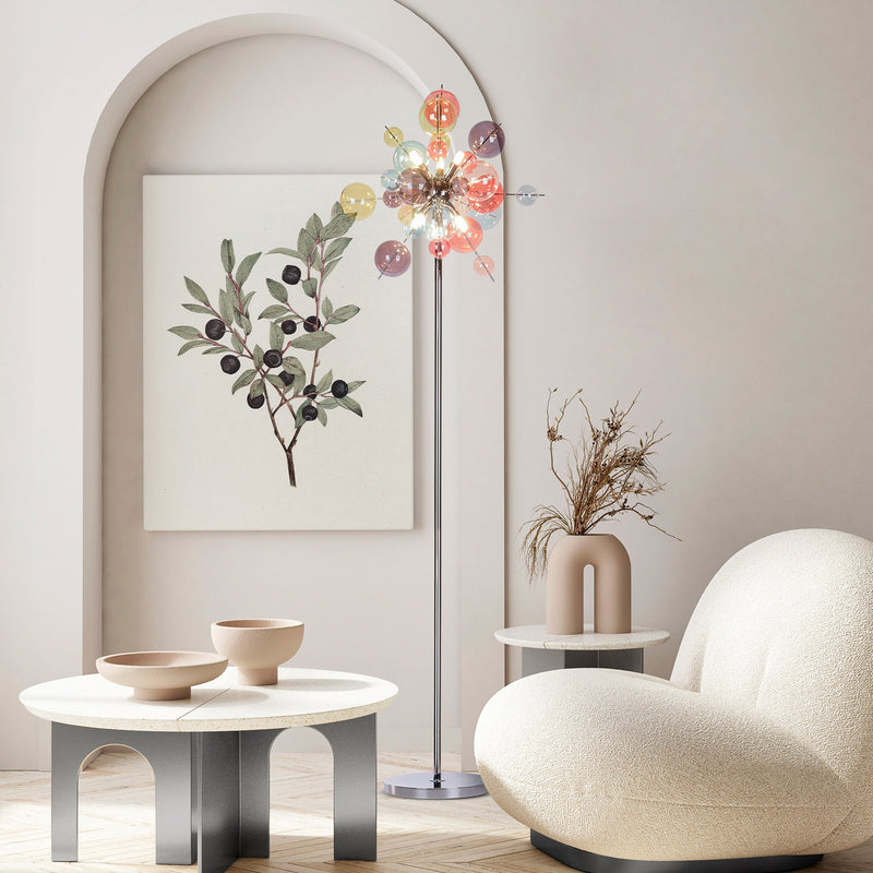 Näve Stehleuchte Explosion G9 bunte Lampe mit Schalter 169cm chrom Glas Ø51cm - 4003222897560