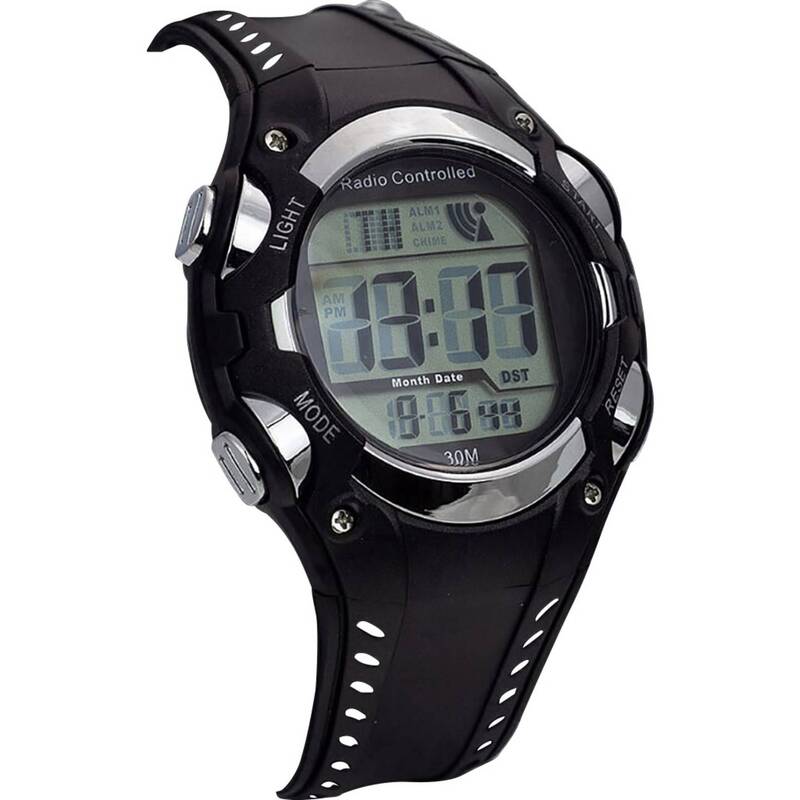 EUROTIME Funk Armbanduhr 1681987 Kunststoff Schwarz/Silber Digital Armbanduhr - 4044685700509