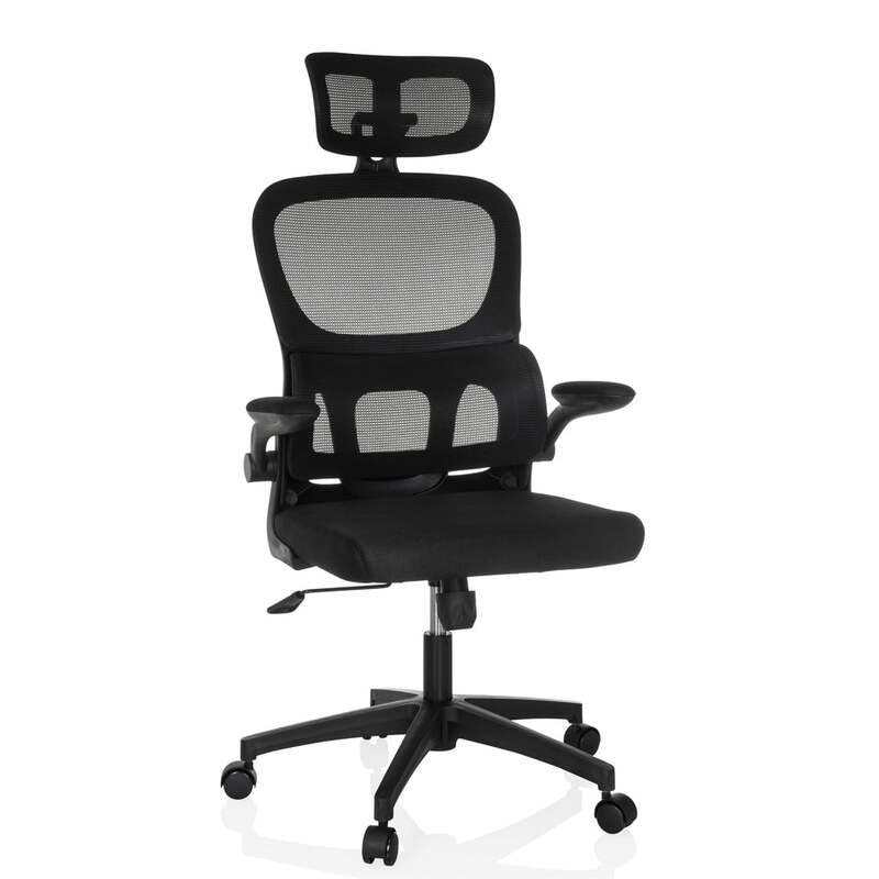 mybuero Bürostuhl Drehstuhl Schreibtischstuhl schwarz Netzstoff Lordosenstü727 - 4064323106579
