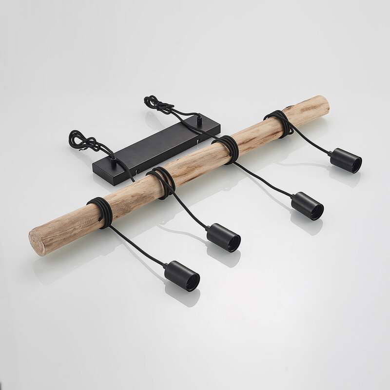 Lindby Hängeleuchte Ferris 4-flammig LED Pendelleuchte Lampe Holz schwarz 90cm - 4251911744507