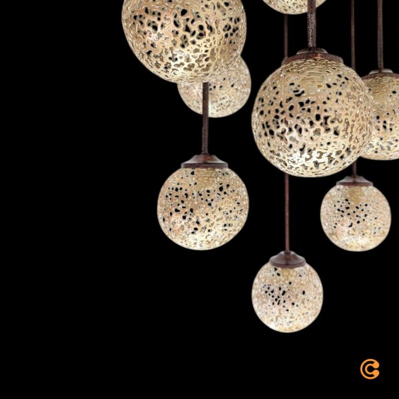 Paul Neuhaus Deckenleuchte Greta 9-flg dimmbar Leuchte Lampe rost gold 55cm - 4012248291252