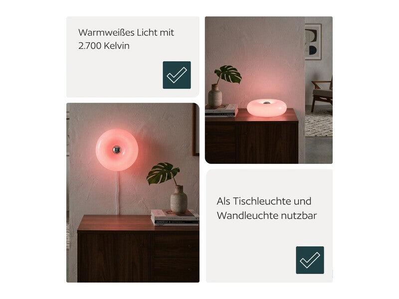 Eglo Tischleuchte Basile LED Lampe Wandlampe Leuchte warmweiß bordeaux Ø30cm - 9008606404841