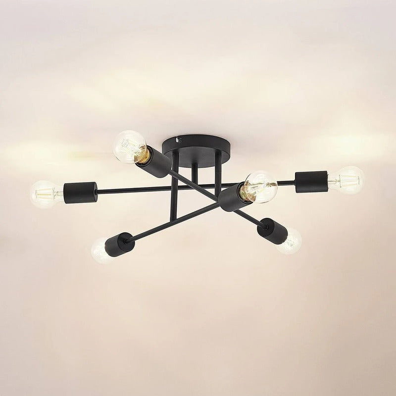 Lindby Estar Deckenleuchte Lampe Leuchte sechsflammig schwarz Metall E27 230V - 4251096583557