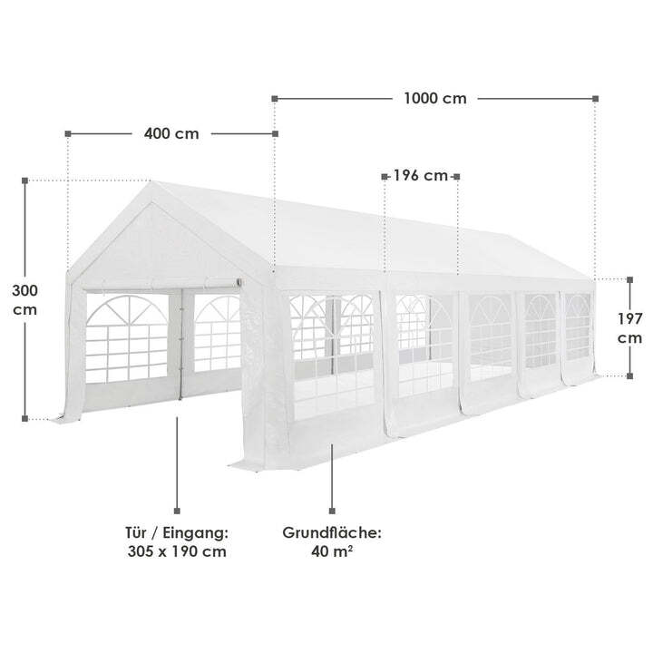 Festzelt Partyzelt Gala Pavillon 4x10m für Gartenfeiern wasserdicht UV-Schutz - 4260565528531