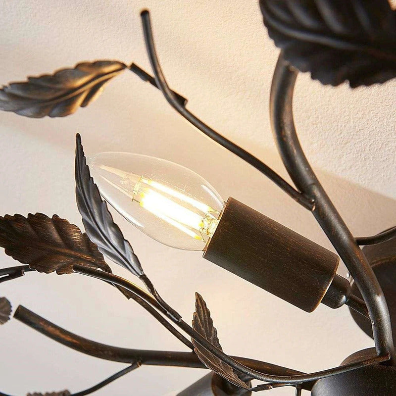 Lindby Deckenlampe Hängeleuchte Lampe Leuchte Yos Blattoptik 5-flmg E14 schw592 - 4251096547160