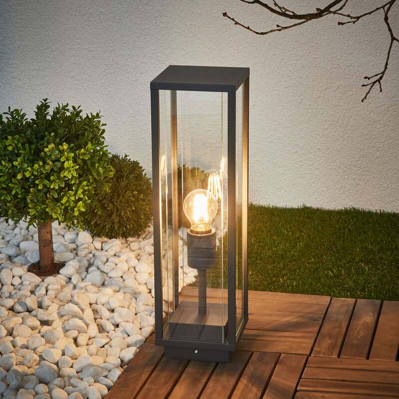 Lucande Gläserne Sockellampe Lampe Leuchte Wegleuchte Garten Annalea, grafitg524 - 4251096528589