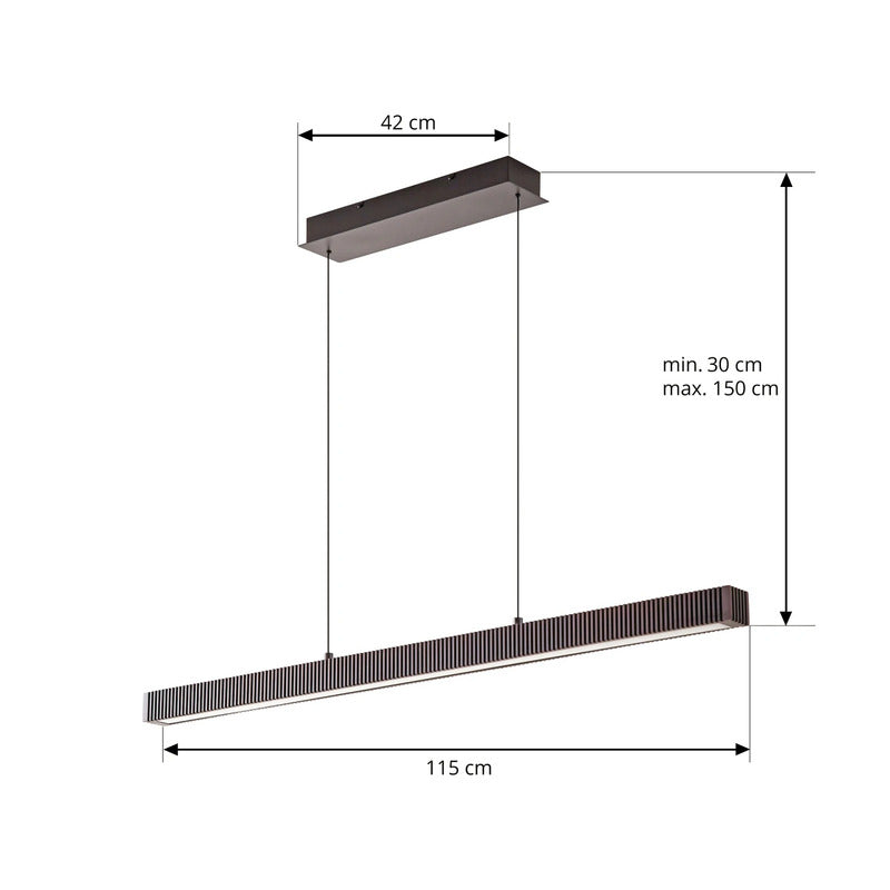 Lucande LED-Kronleuchter Emara Eiche dunkel 115 cm dimmbar CCT 3000-6000 K - 4255830900778