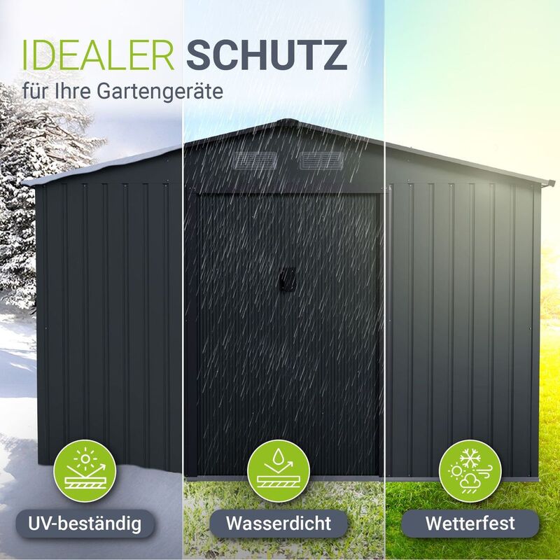 Gerätehaus Metall Geräteschuppen aus verzinktem Stahl mit Fundamentrahmen - 4262437186528