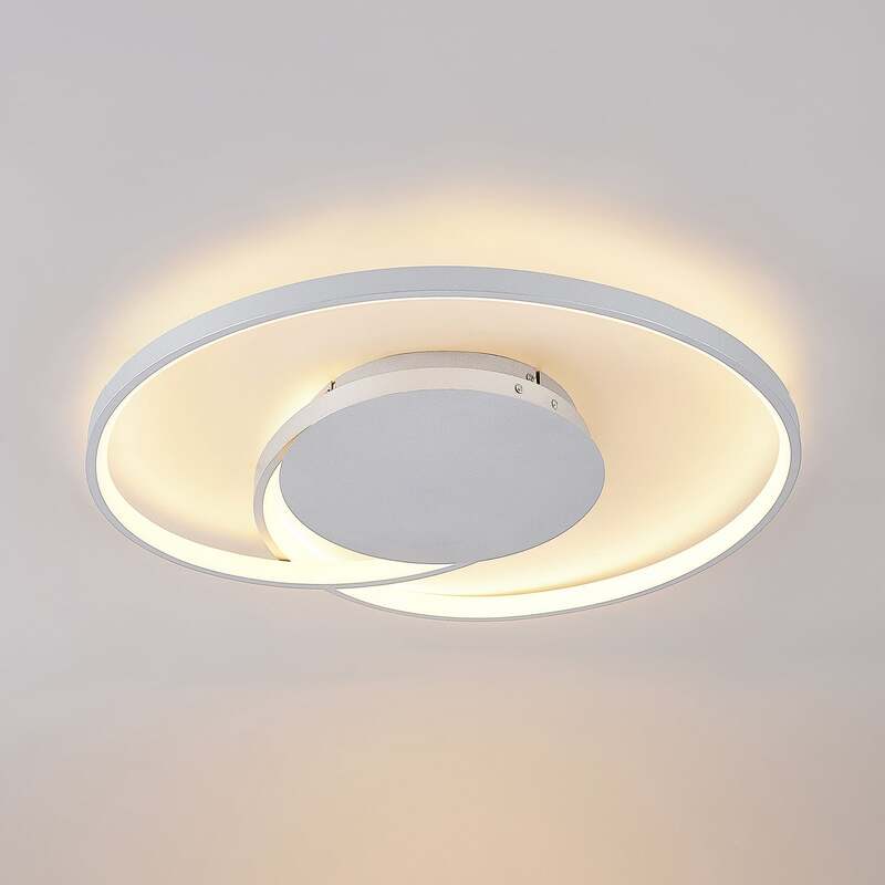 Lucande Deckenleuchte Deckenlampe LED Enesa Silber rund Fernbedienung dimmbar299 - 4251096596564