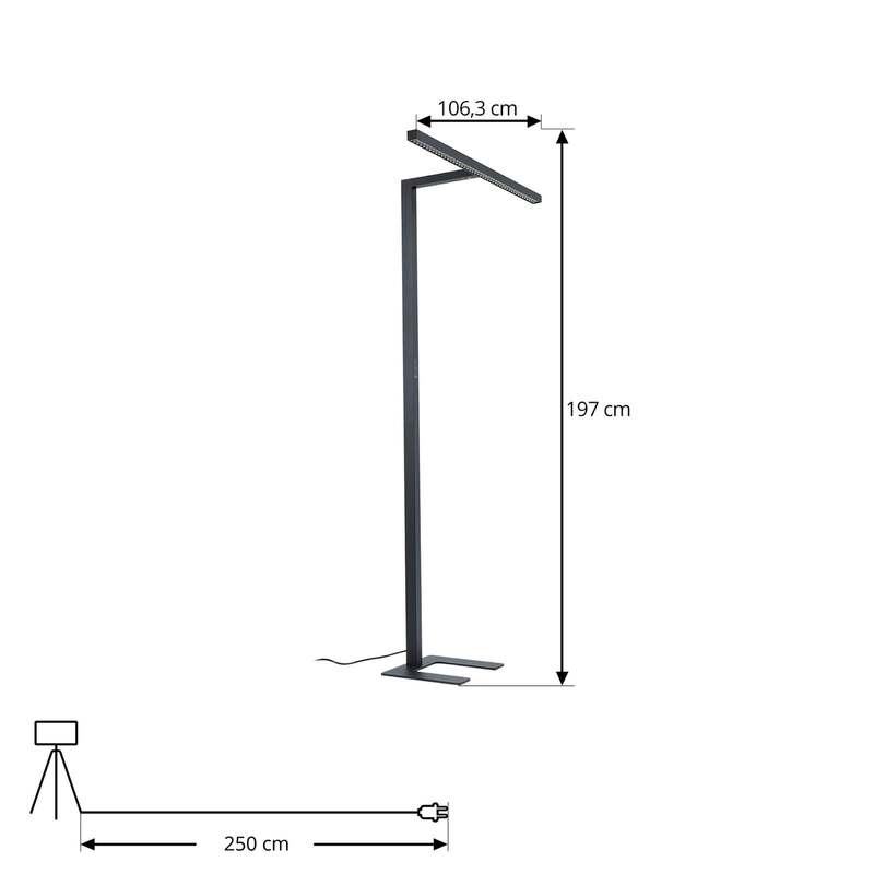 Arcchio Stehlampe Jolinda LED Lampe dimmbar schwarz 4000K Touchdimmer 197 cm - 4251911799354
