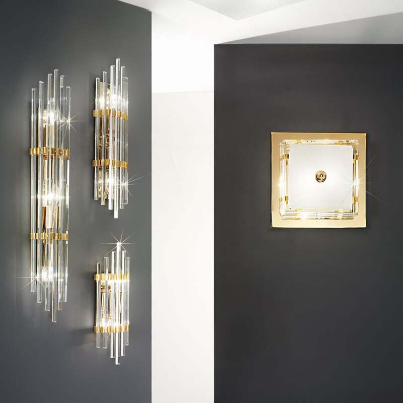 Austrolux Wandleuchte Ontario 60 cm gold transparent E14 dimmbar 3-flammig - 9008447239572