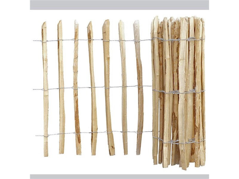 Staketenzaun Berg-Haselnuss Natur 0,9x5m Handgespalten Gartenzaun Zaun 3-5cm - 4013198007818