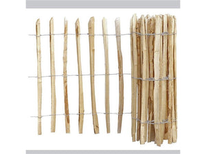B-Ware Staketenzaun Berg-Haselnuss Natur 0,9x5m Handgespalten Gartenzaun Zaun 3-5cm