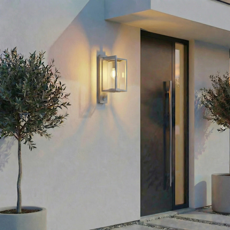 Ferda Außenwandlampe Wandleuchte Sensor E27 IP44 hellgrau Gartenlampe Leuchte - 4255830906985