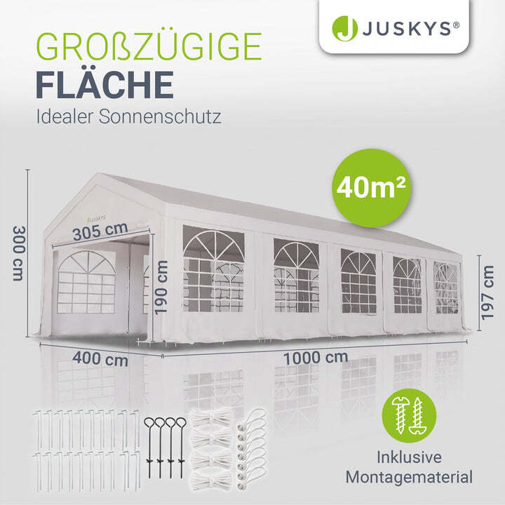 Festzelt Partyzelt Gala Pavillon 4x10m für Gartenfeiern wasserdicht UV-Schutz - 4260565528531