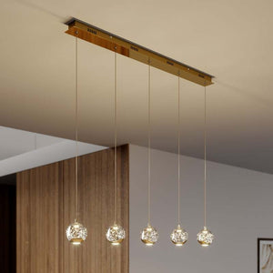 B-Ware Lucande Pendelleuchte Hängeleuchte Hayley LED 5-flammig gold Glas 96cm Leuchte
